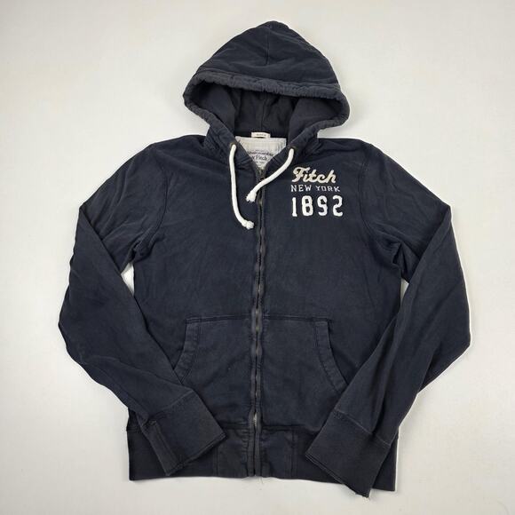 VTG Y2K Abercrombie & Fitch Hoodie Men's Medium Full Zip Muscle Pullover Jacket - Picture 1 of 9